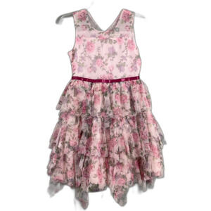 Kensie Girl Dress Girls 14 Pink Floral Dad /daughter Dance Tulle Tiered lined